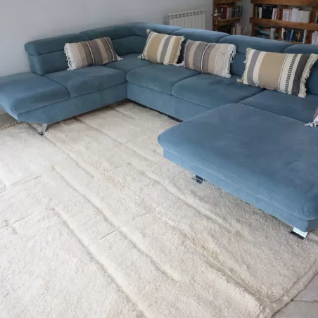 Tapis berbère Beni Ouarain contemporain blanc